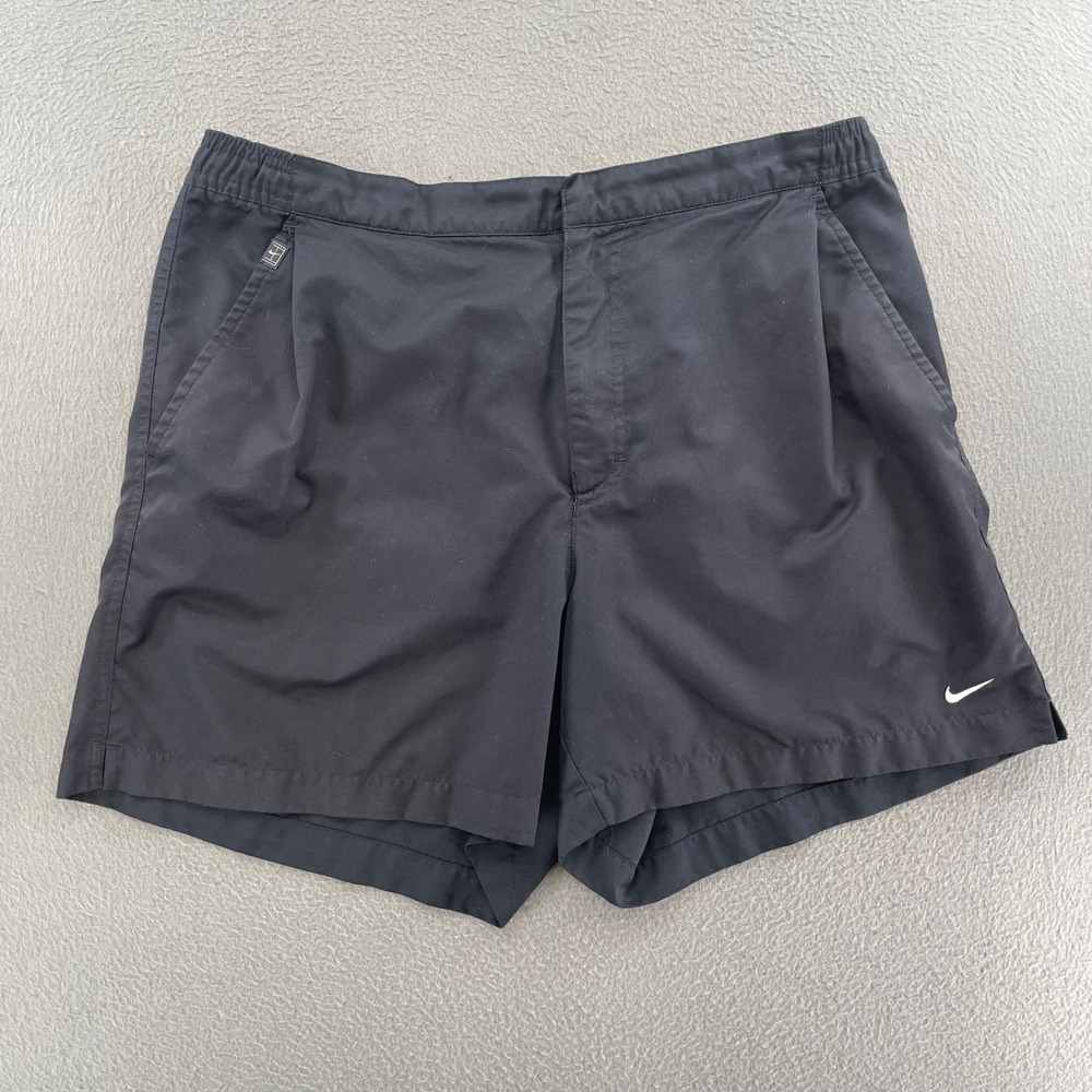 Nike Men vintage Tennis Shorts Black Polyester Medium Athletic Dri-FIT S50712t